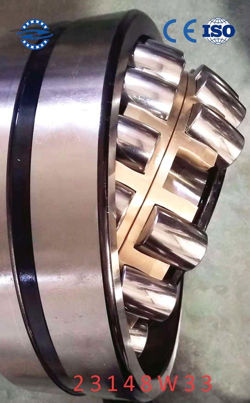 แบริ่งลูกกลิ้งทรงกลมกรงทองเหลือง 23148 ​​W33 / MB Parallel Bore Type 240 * 400 * 128MM
