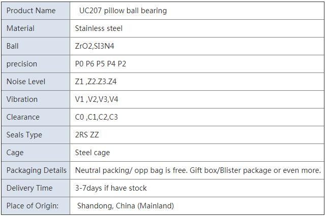 UC207 สแตนเลสหมอนบอลแบริ่งอะไหล่ด้วย P0 P6 P5 P4 P2 แม่นยำ